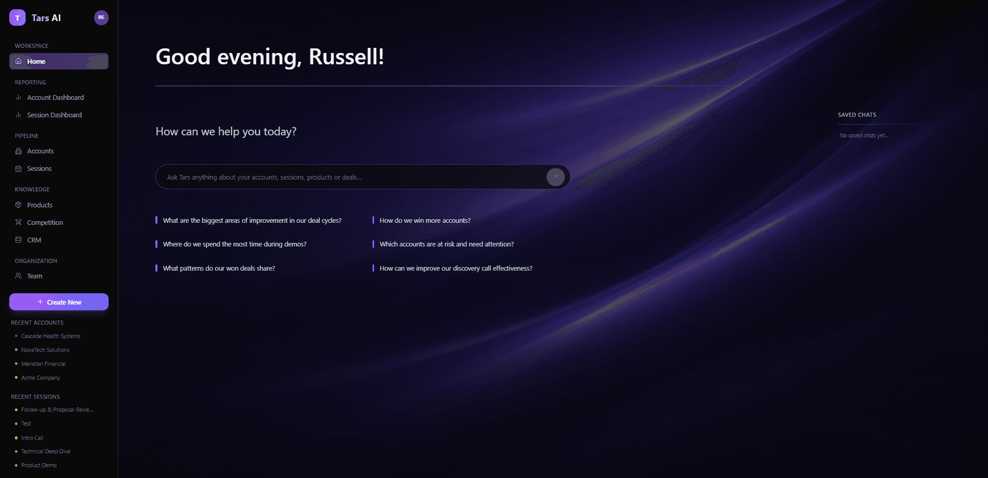 Tars AI home platform view